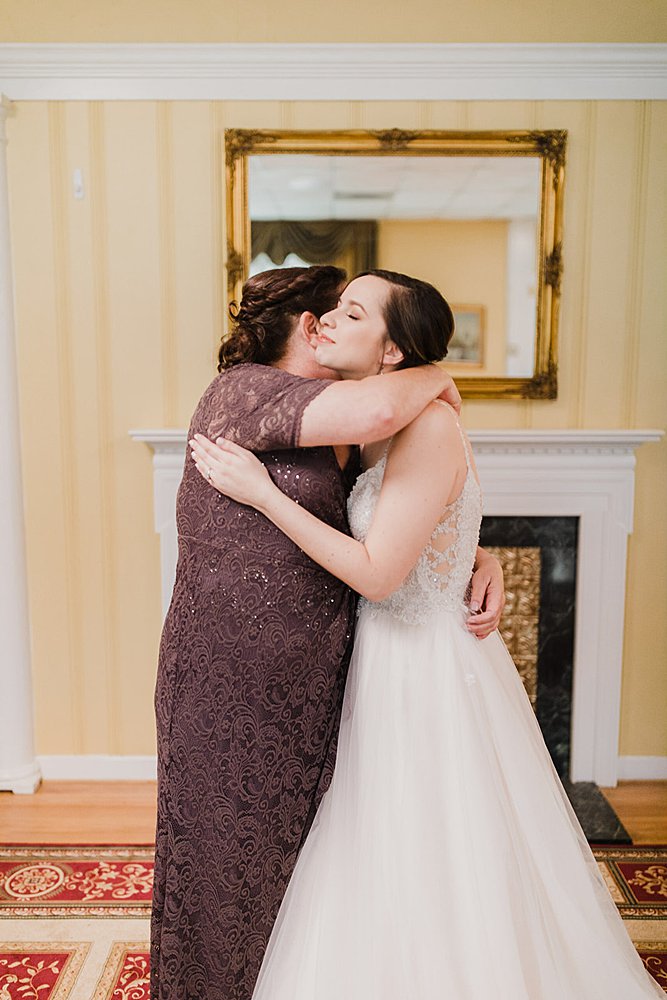 Mom and Bride sharing a moment during getting ready