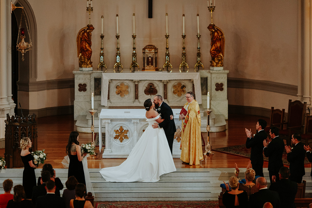 Winter wedding ceremony in gorgeous Catholic Church, Capitol Hill, DC