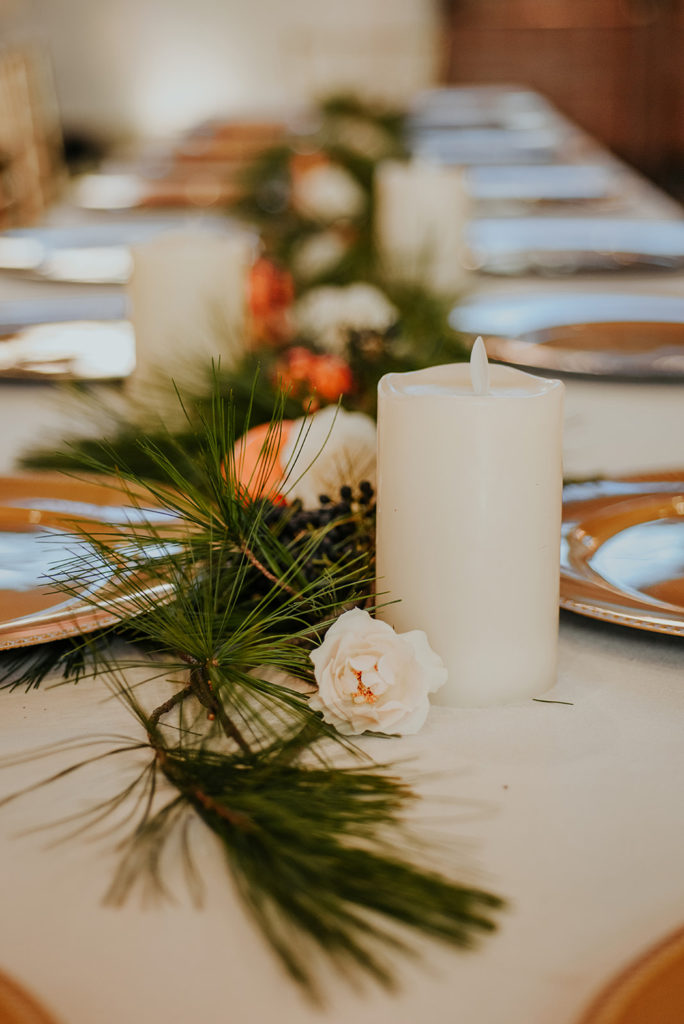 winter wedding with fresh balsam and citrus