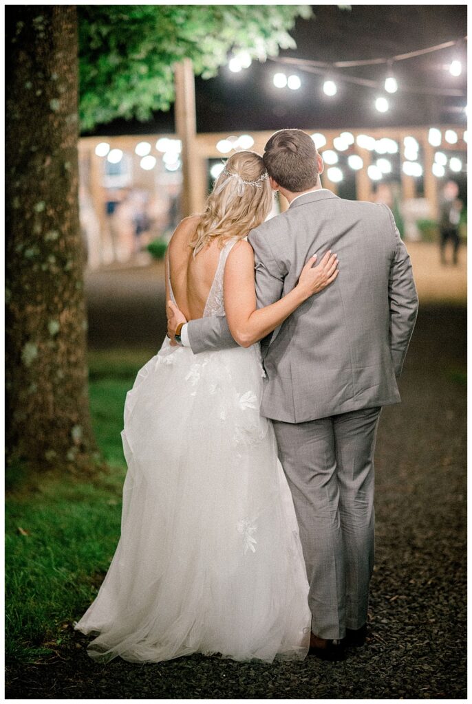 couple enjoying the end of their wedding celebration at Great Marsh Estate